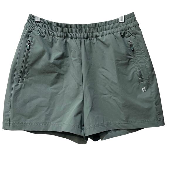 Sweaty Betty Summit Hiking Shorts Water Resistant Pull-On Zip Pockets Sz M - Picture 2 of 9